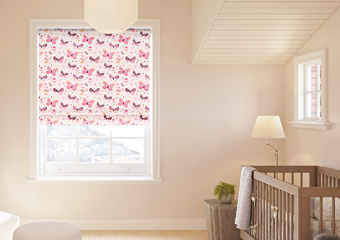 Butterfly Garden, Precious Pinks - Motorised Roman Blind - Image 3